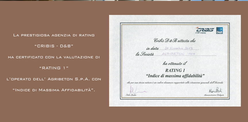 CERTIFICAZIONE AGENZIA DI RATING